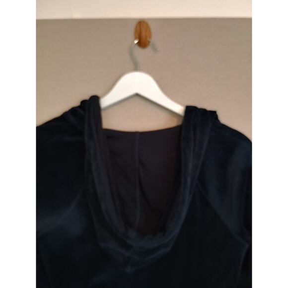 Anthropologie Saturday Sunday Hoodie Women XS Navy Velour Faux Wrap Whimsy Goth - Picture 5 of 10